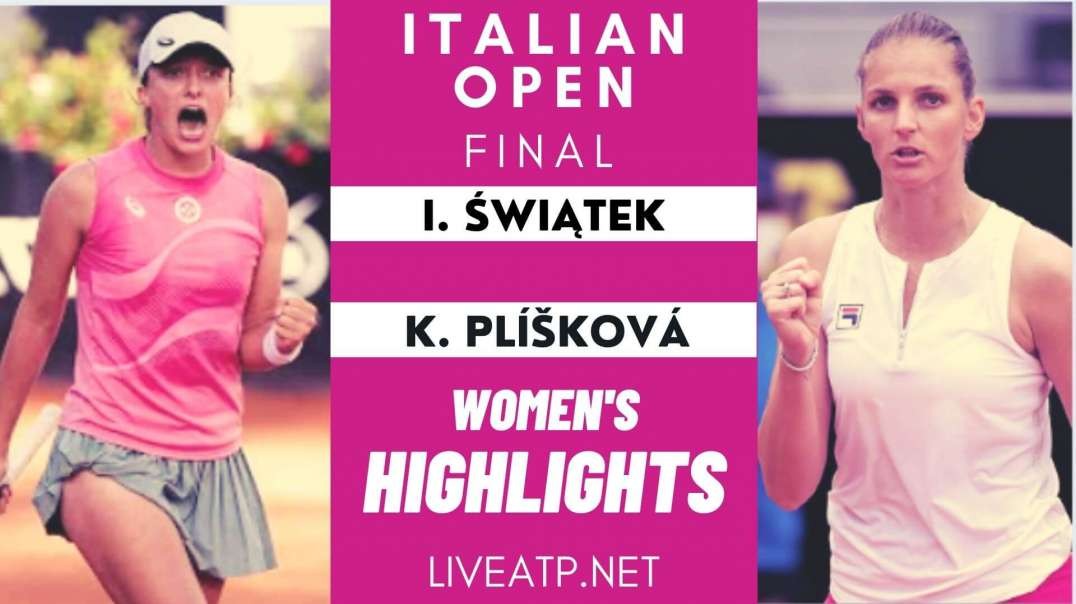 Swiatek vs Pliskova Italian Open Final WTA Highlights